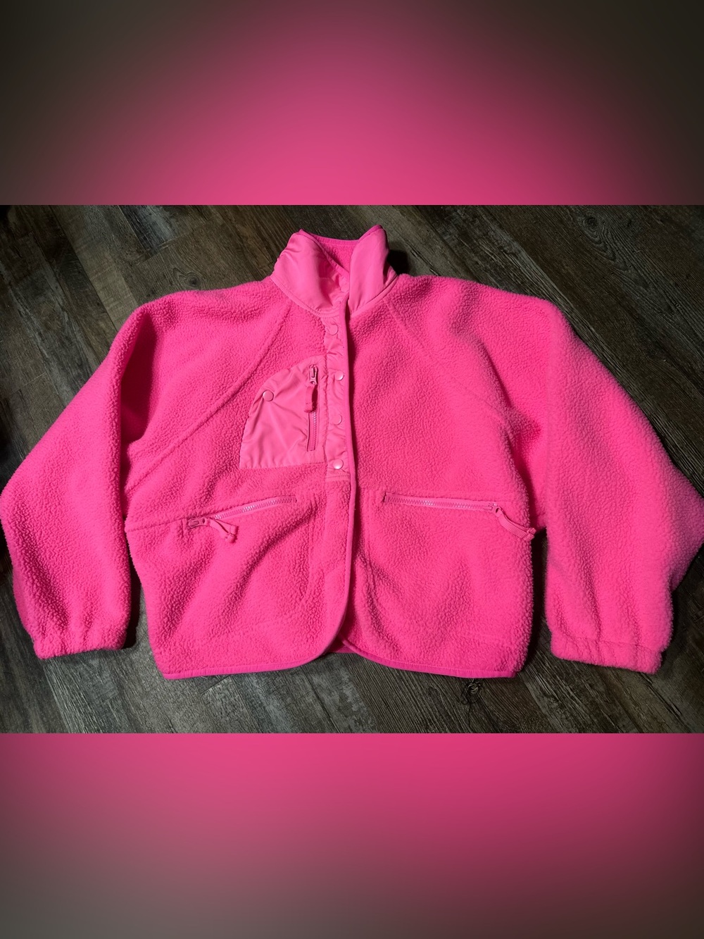 Free People Movement Bright Pink Sherpa Fleece Jacket
